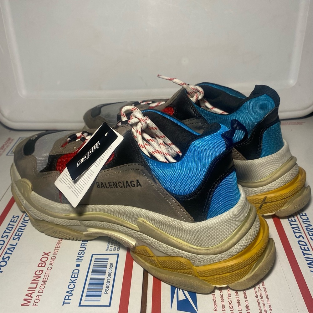 Balenciaga Triple S Sneaker 'Blue Red' 2018 Mens Fashion Shoes Size 12 NEW - Picture 7 of 14